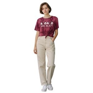 DISNEY Mickey Junior’s Maroon Tie Dye Top with Tie Front size XS